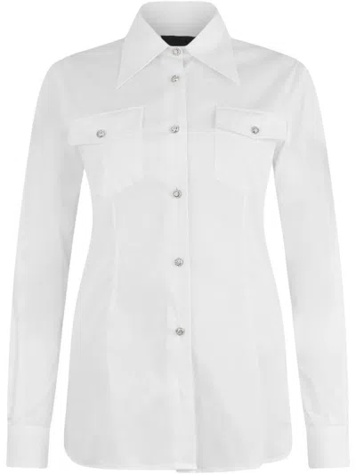 LIU •JO LIU JO WHITE SHIRT IN COTTON WITH POCKETS AND BOTTOMS