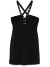 Liu •jo Liu Jo Short Black Dress Adorned With Rhinestones In Black