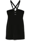 Liu •jo Liu Jo Short Black Dress Adorned With Rhinestones In Black