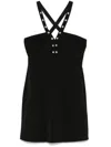 Liu •jo Liu Jo Short Black Dress Adorned With Rhinestones In Black