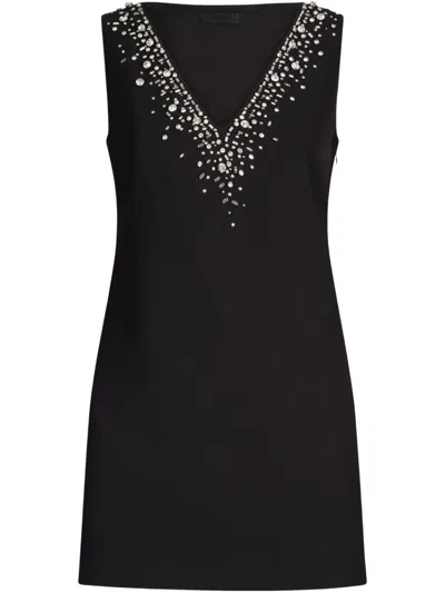 Liu •jo Short Black Dress With Bejewelled Embellishment