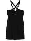 Liu •jo Liu Jo Short Black Dress Adorned With Rhinestones In Black
