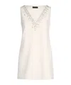 Liu •jo Short Champagne-coloured Dress With Bejewelled Embellishment In White