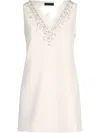 Liu •jo Short Champagne-coloured Dress With Bejewelled Embellishment In White