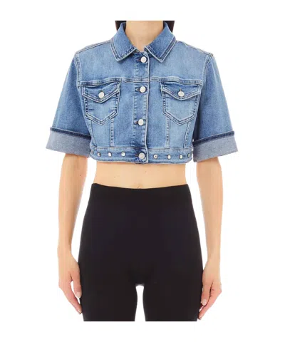 Liu •jo Short Denim Coat In Blue