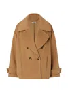 Liu •jo Short Double-breasted Wool Coat In Neutral