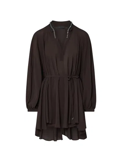 Liu •jo Short Dress In Georgette In Black