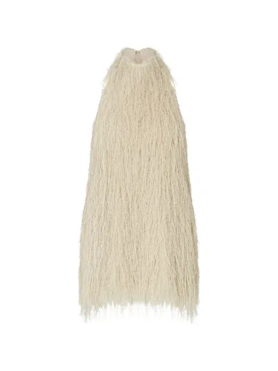 Liu •jo Short Dress With Frayed Fabric In Brown