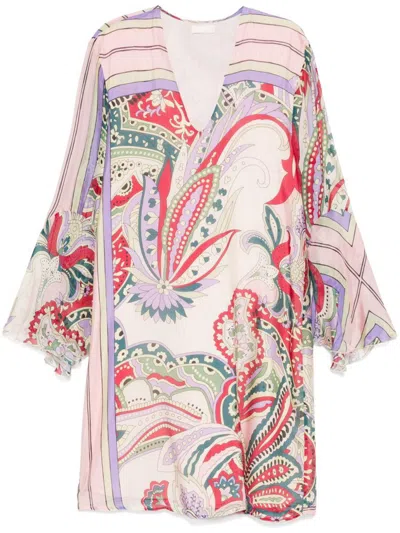 Liu •jo Liu Jo Short Dress With Multicolored Pattern In Pink