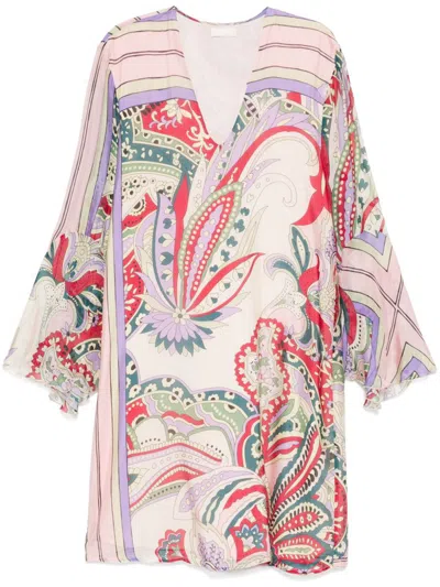 Liu •jo Liu Jo Short Dress With Multicolored Pattern In Pink