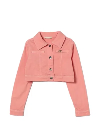 Liu •jo Kids' Short Jacket With Logo In Pink
