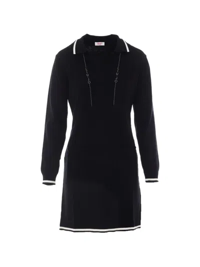 Liu •jo Striped Knit Dress In Black