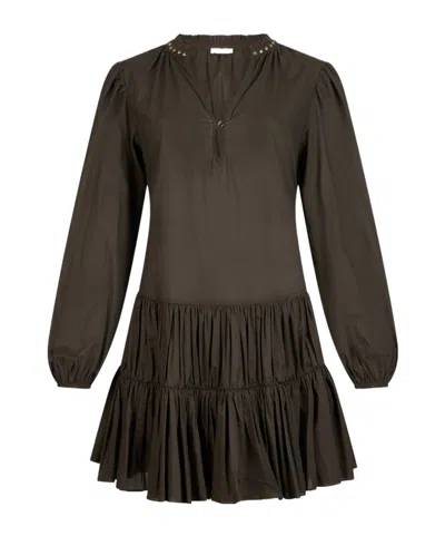 Liu •jo Short Muslin Dress In Brown