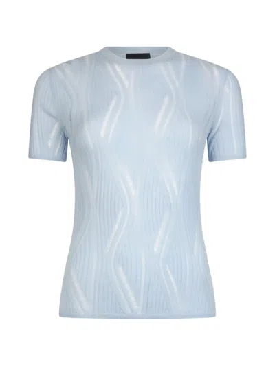 Liu •jo Short-sleeve Round-neck Top In Blue