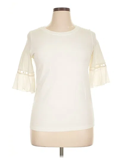 Pre-owned Liu •jo Short Sleeve Top Ivory Mock Neckline Tops