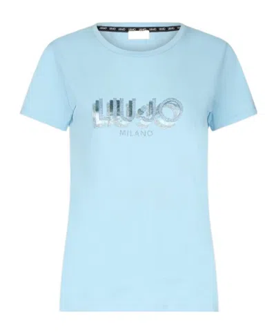 Liu •jo Short-sleeved T-shirt In Light Blue