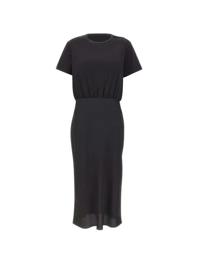 Liu •jo Short-sleeves Midi Dress In Black