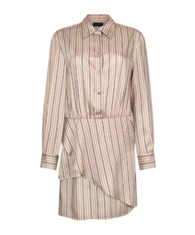 Liu •jo Short Striped Dress In Brown