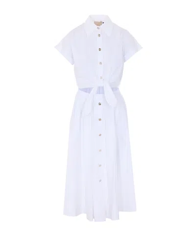 Liu •jo Tie-fastening Cut-out Shirt Dress In White