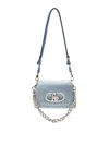 Liu •jo Denim Lapuffy Bag With Rhinestones In Blue