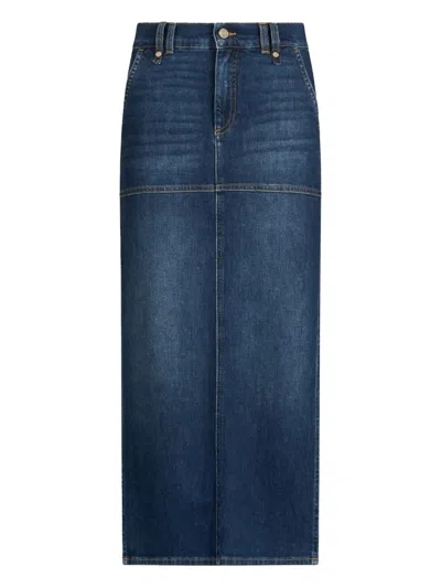 Liu •jo Side-slit Denim Skirt In Blue