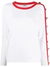 Liu •jo Side Stripe Button-embellished T-shirt In White