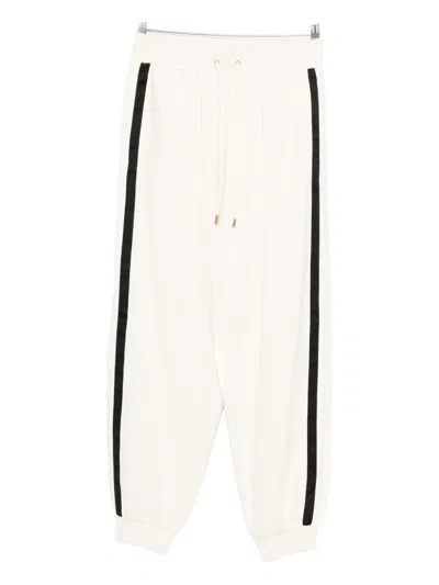 Liu •jo Side-stripe Cotton Trousers In White