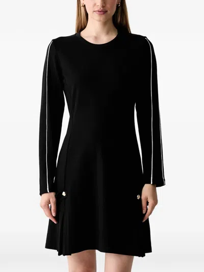 Liu •jo Side-stripe Pleated-detail Dress In Black