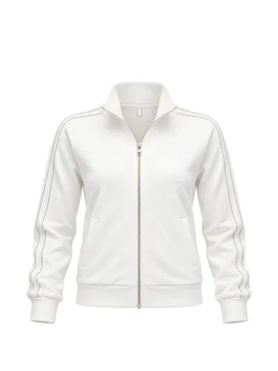 Liu •jo Side-stripe Zip-up Sweatshirt In White