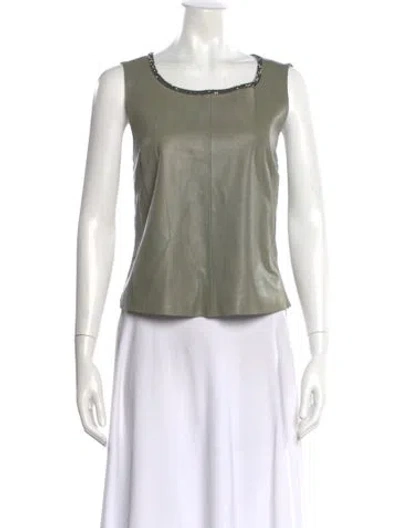 Pre-owned Liu •jo Silk Crew Neck Top In Green
