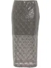 Liu •jo Sequinned Midi Skirt In Silver
