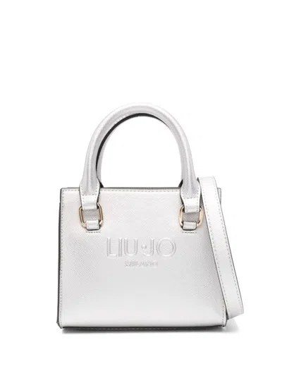 Liu •jo Liu Jo Silver Mini Tote Bag With Logo