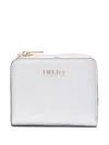 Liu •jo Silver Wallet In Faux Leather With Zip And Logo In Silver