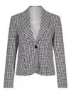 Liu •jo Liu Jo Gingham Pattern Fitted Jacket With Notched Lapel In White