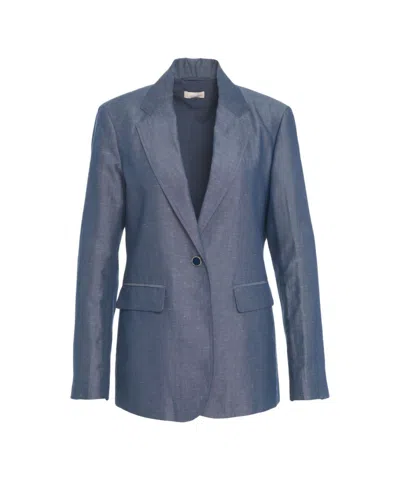 Liu •jo Liu Jo Single-breasted Blazer With Notched Lapels In Gnawed Blue