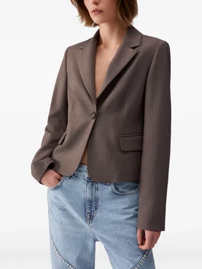 Liu •jo Single-breasted Cropped Blazer In Brown