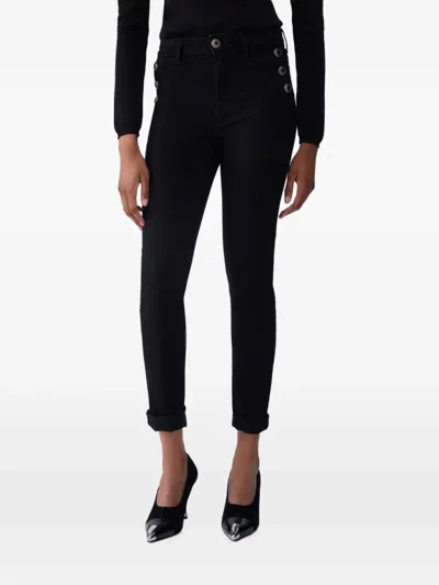 Liu •jo Skinny Jeans With Decorative Buttons In Black