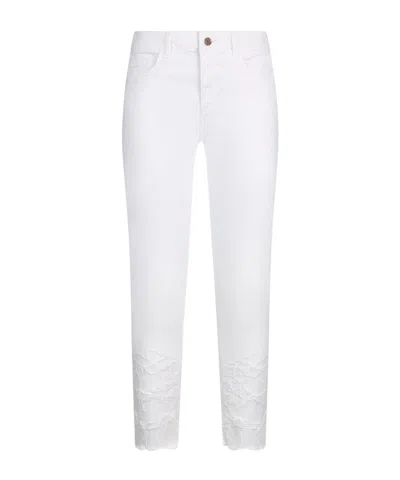 Liu •jo Skinny Trousers With Broderie Anglaise In White