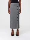 Liu •jo Knee-length Ribbed Knit Skirt With Decorative Buttons In Gray
