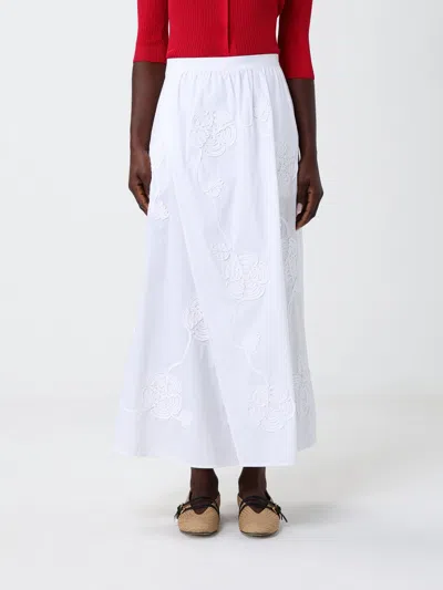 Liu •jo Liu Jo Embroidered Cotton Skirt In White