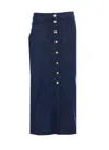 Liu •jo Button-down Denim Skirt In Blue
