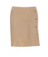 Liu •jo Gold Pleated Mini Skirt With Button Detailing In Beige