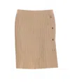 Liu •jo Gold Pleated Mini Skirt With Button Detailing In Beige