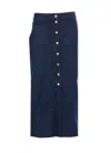 Liu •jo Button-down Denim Skirt In Blue