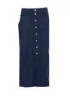 Liu •jo Button-down Denim Skirt In Blue