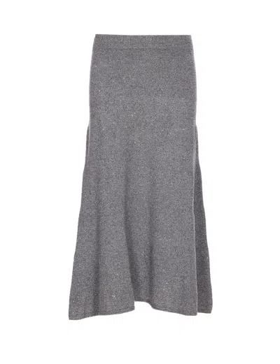 Liu •jo Sequined Knit Midi Skirt In Gray
