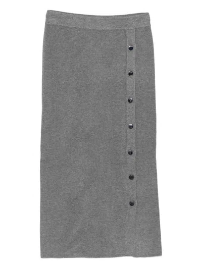 Liu •jo Ribbed Button-detail Skirt In Gray