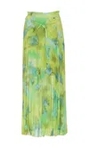 Liu •jo Floral-print Pleated Midi Skirt In Green
