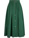 Liu •jo Liu Jo Flared Long Skirt In Green Cotton With Bottons In Multicolor