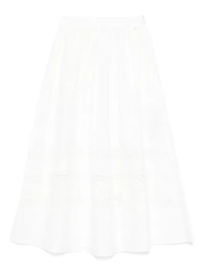 LIU •JO LIU JO WHITE COTTON MIDI SKIRT